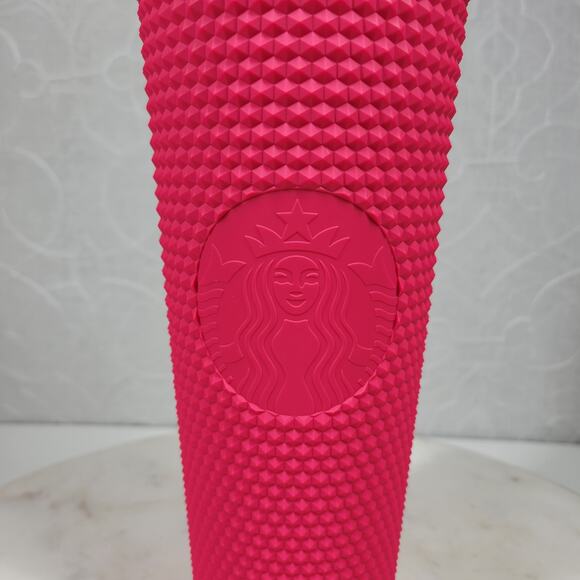 Starbucks Mexico Matte Berry Tumbler Venti 24oz Pink Studded with Straw Bow - Picture 6 of 16